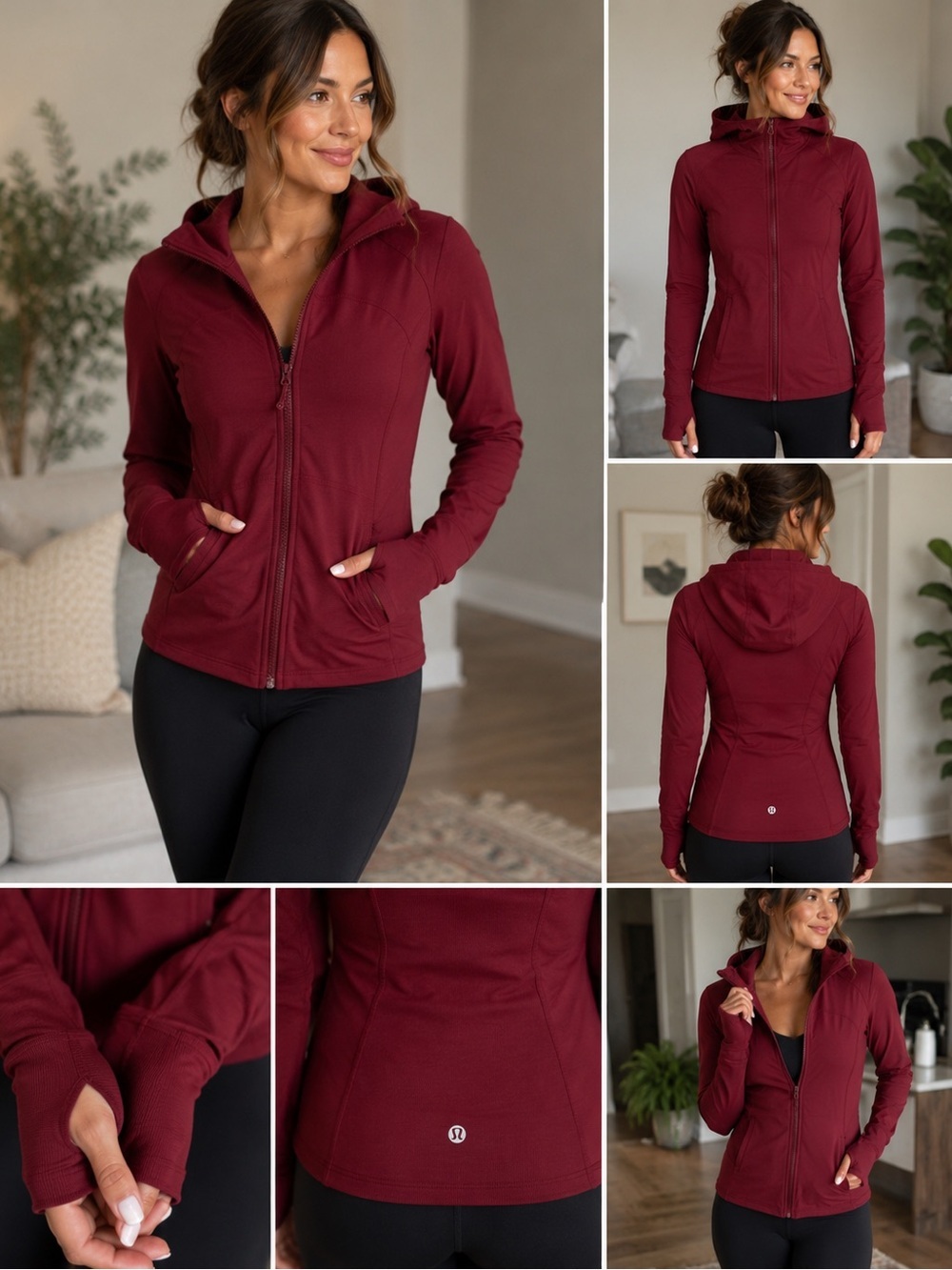 lululemon athletica Burgundy Hooded Zip Jacket